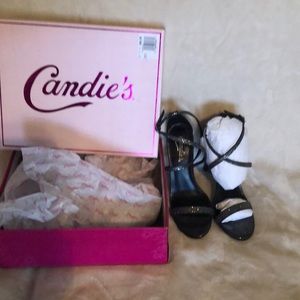 New, black, Candie’s high heel shoes, size 8.